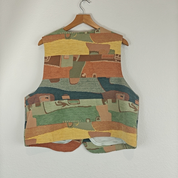 VTG Starfire Tapestry Western Boho Southwestern Style Button Vest LG Women's - Picture 8 of 11
